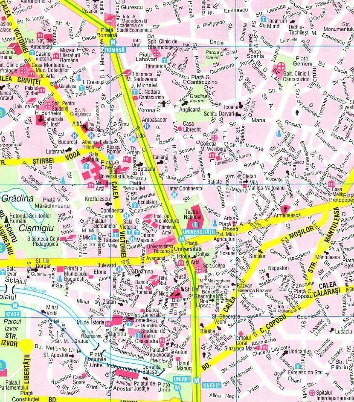 नक्शा बुखारेस्ट के शहर के केंद्र