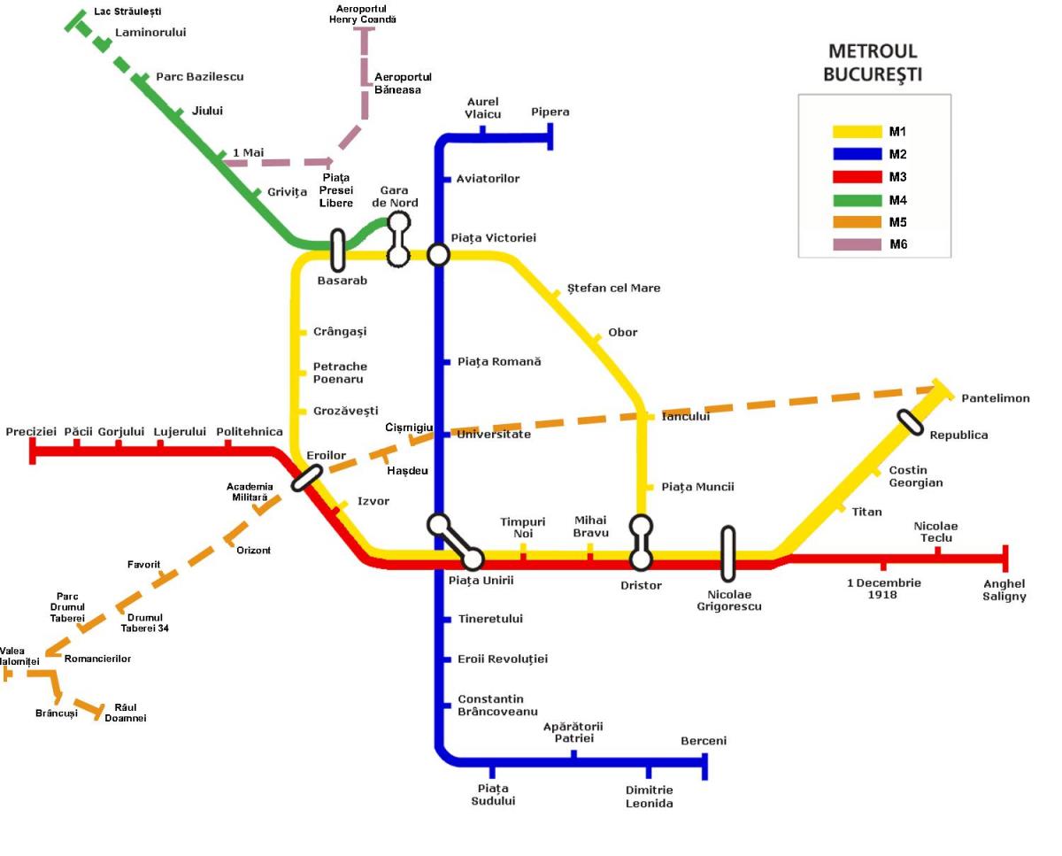 मेट्रो का नक्शा बुखारेस्ट रोमानिया