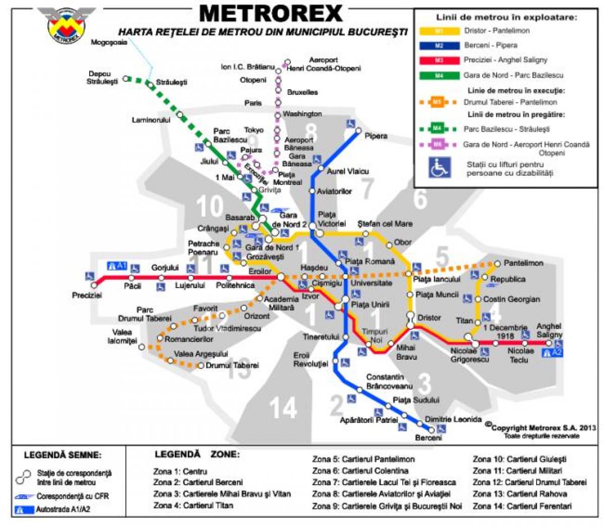 बुखारेस्ट मेट्रो का नक्शा
